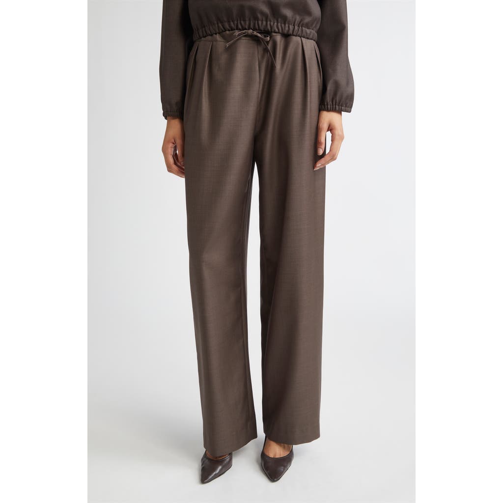 Loulou De Saison Cove Virgin Wool Wide Leg Pants In Brown