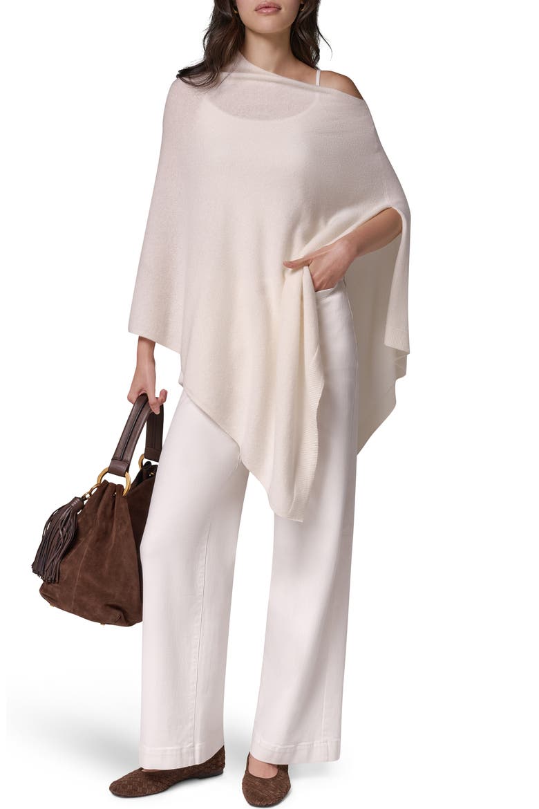Asymmetric Wool & Cashmere Poncho, Alternate, color, CREAM