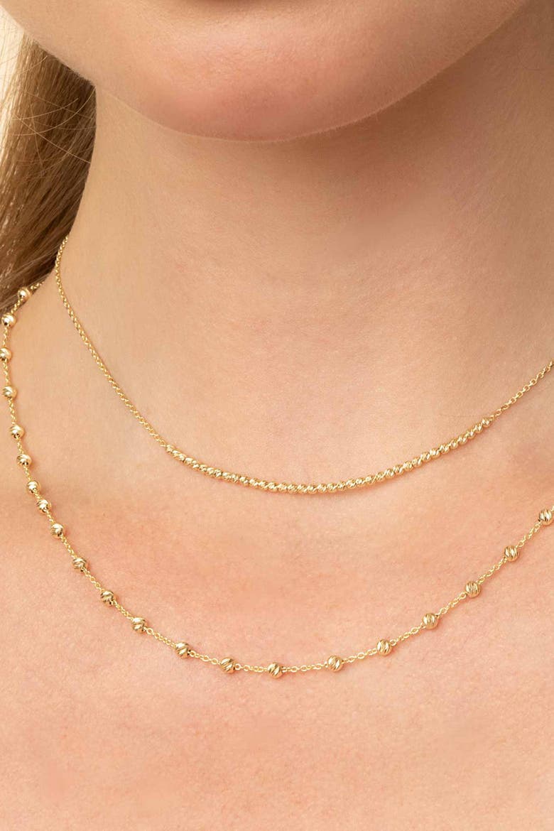14K Tricolor Gold Celebration Ball Station Necklace, Alternate, color, Yellow Gold