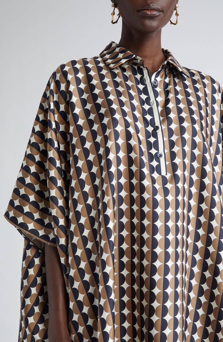 Oscar de la Renta Mini Geo Print Silk Caftan Dress, Alternate, color, 