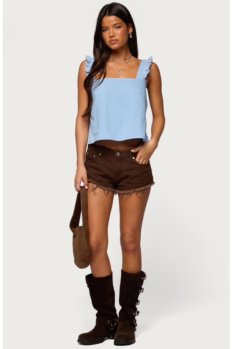 Josefina Cutoff Denim Shorts, Alternate, color, BROWN