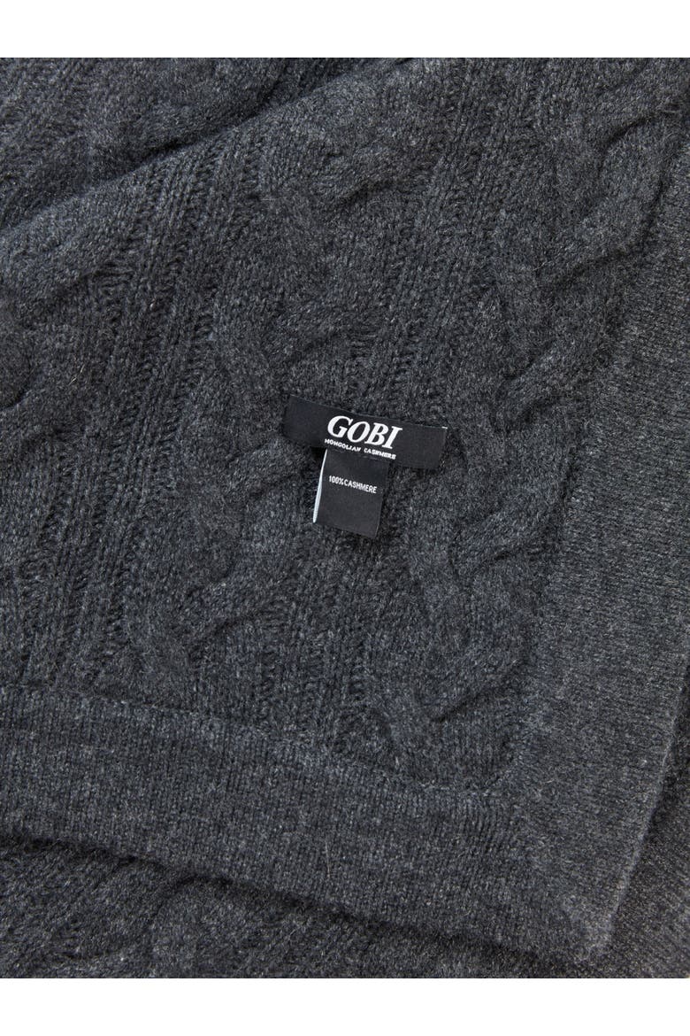 Cable Knit Blanket, Alternate, color, charcoal