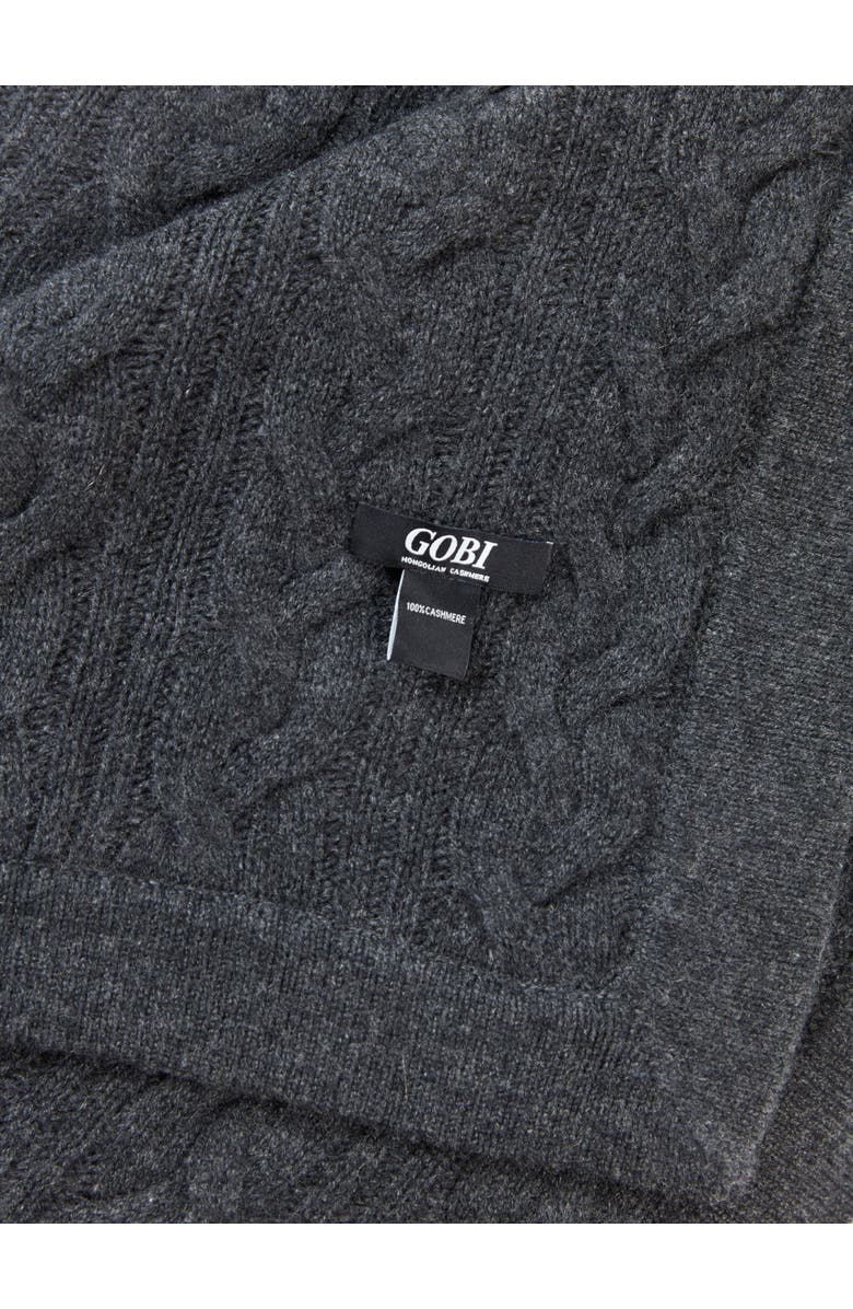 GOBI Mongolian Cashmere Cable Knit Cashmere Blanket, Alternate, color, Charcoal