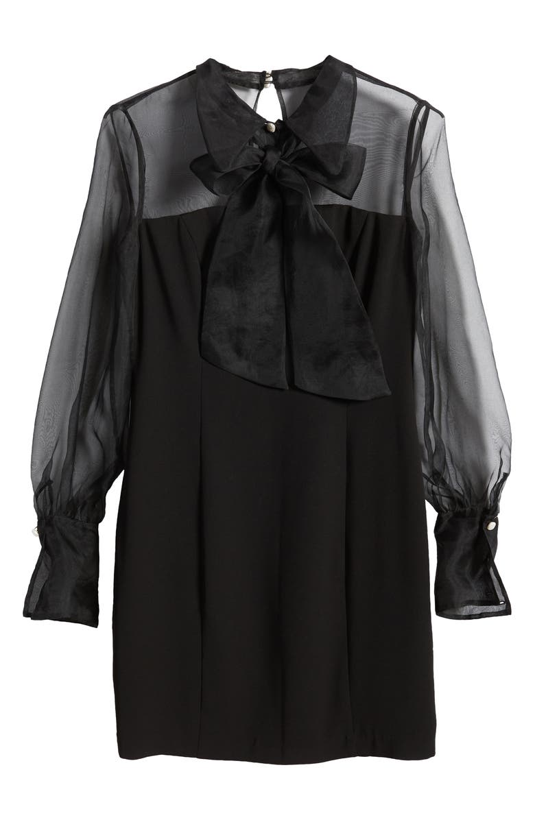 Shani Long Sleeve Organza & Crepe Sheath Dress, Alternate, color, 