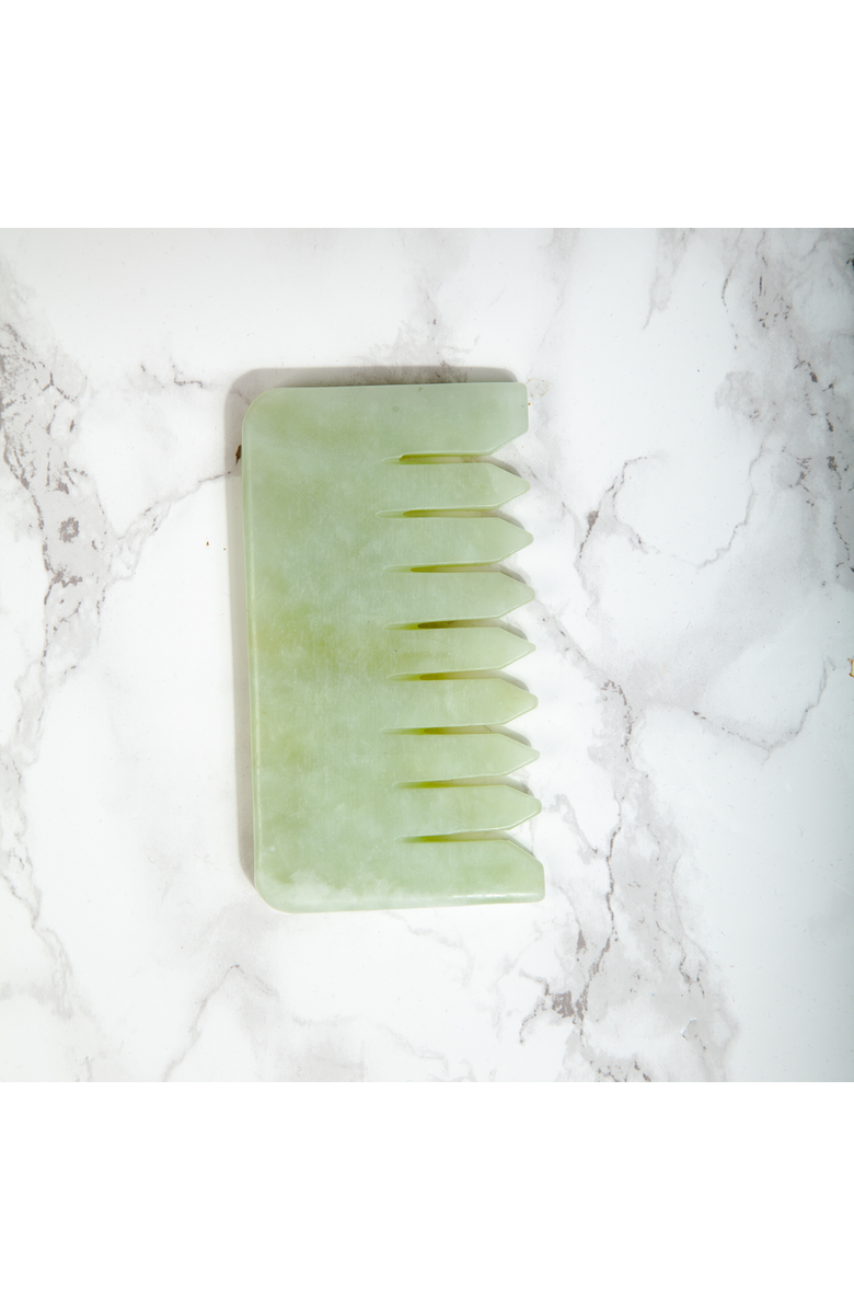 White Lotus Beauty Luxurious Jade Crystal Gua Sha Comb, Alternate, color, Green