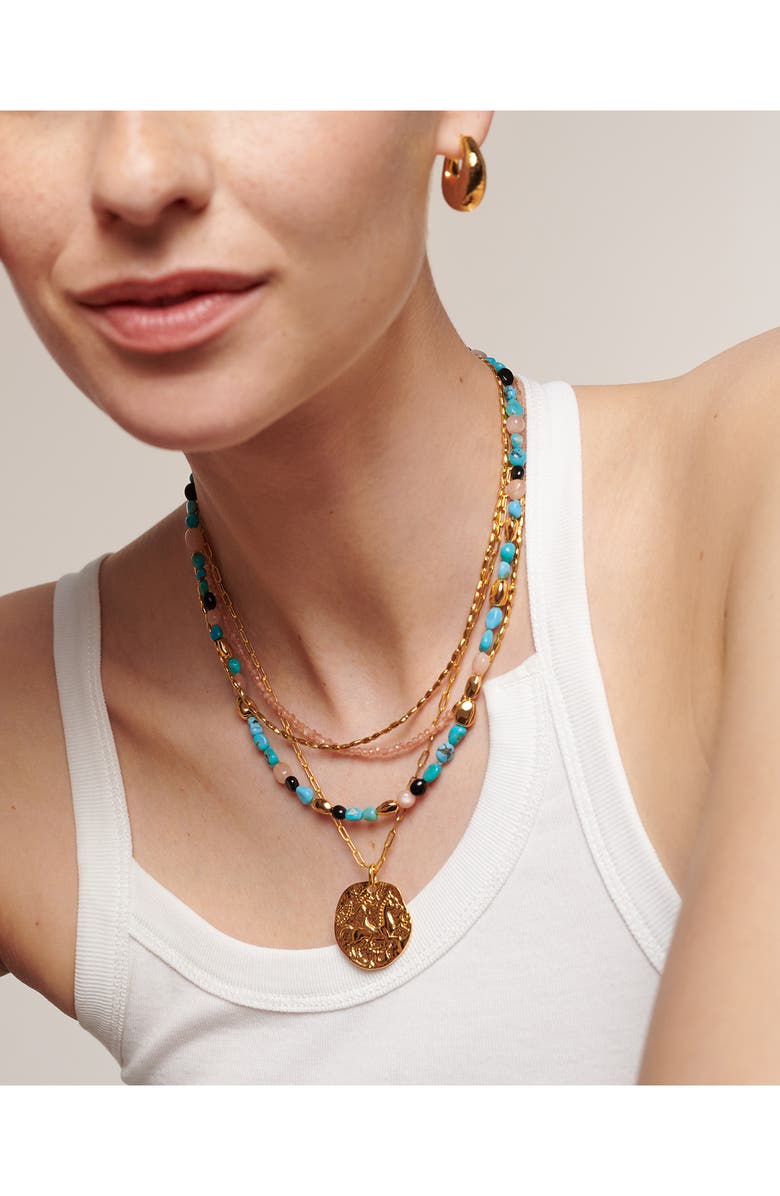 Monica Vinader Beaded Stone Necklace, Alternate, color, 18Ct Gold Vermeil / Turquoise
