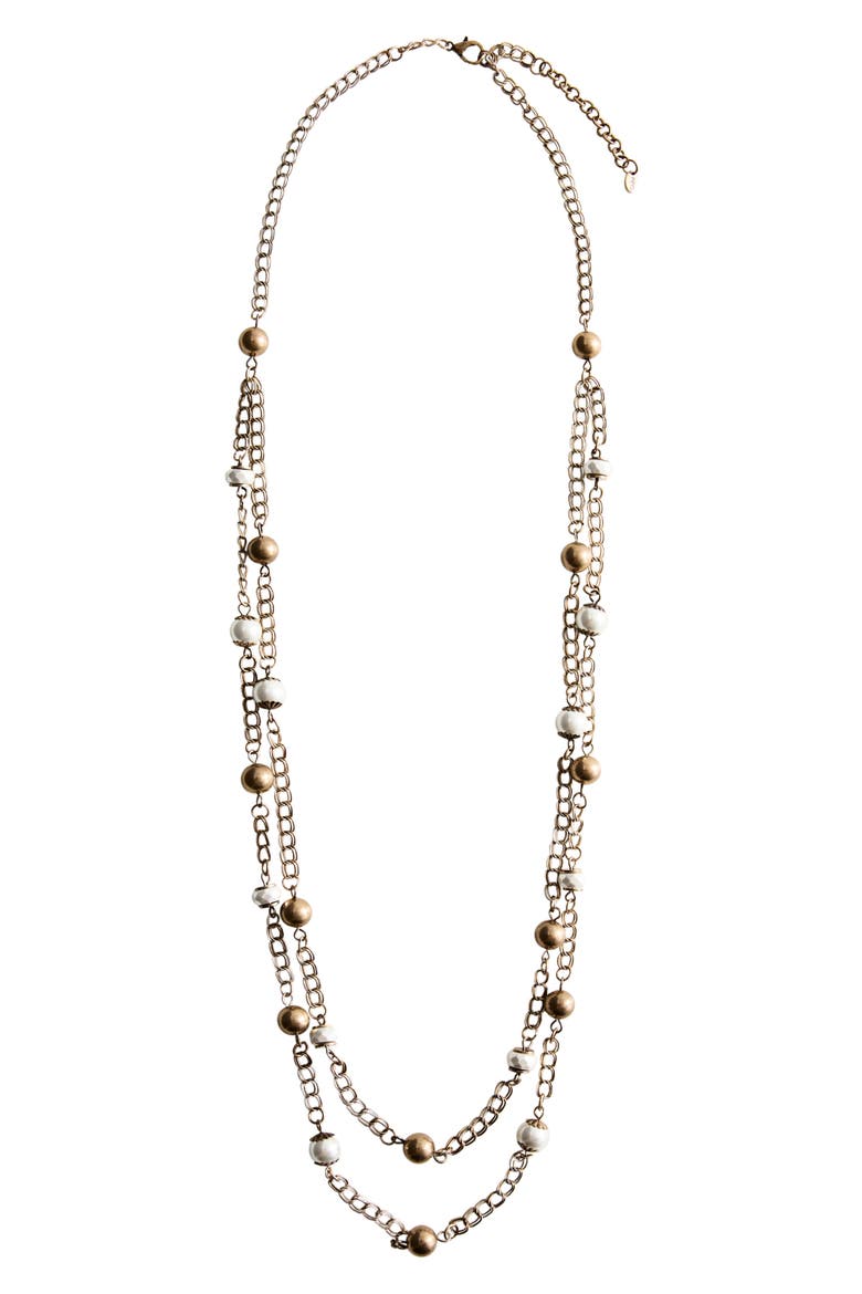 Bead Detail Layered Necklace, Main, color, GOLD