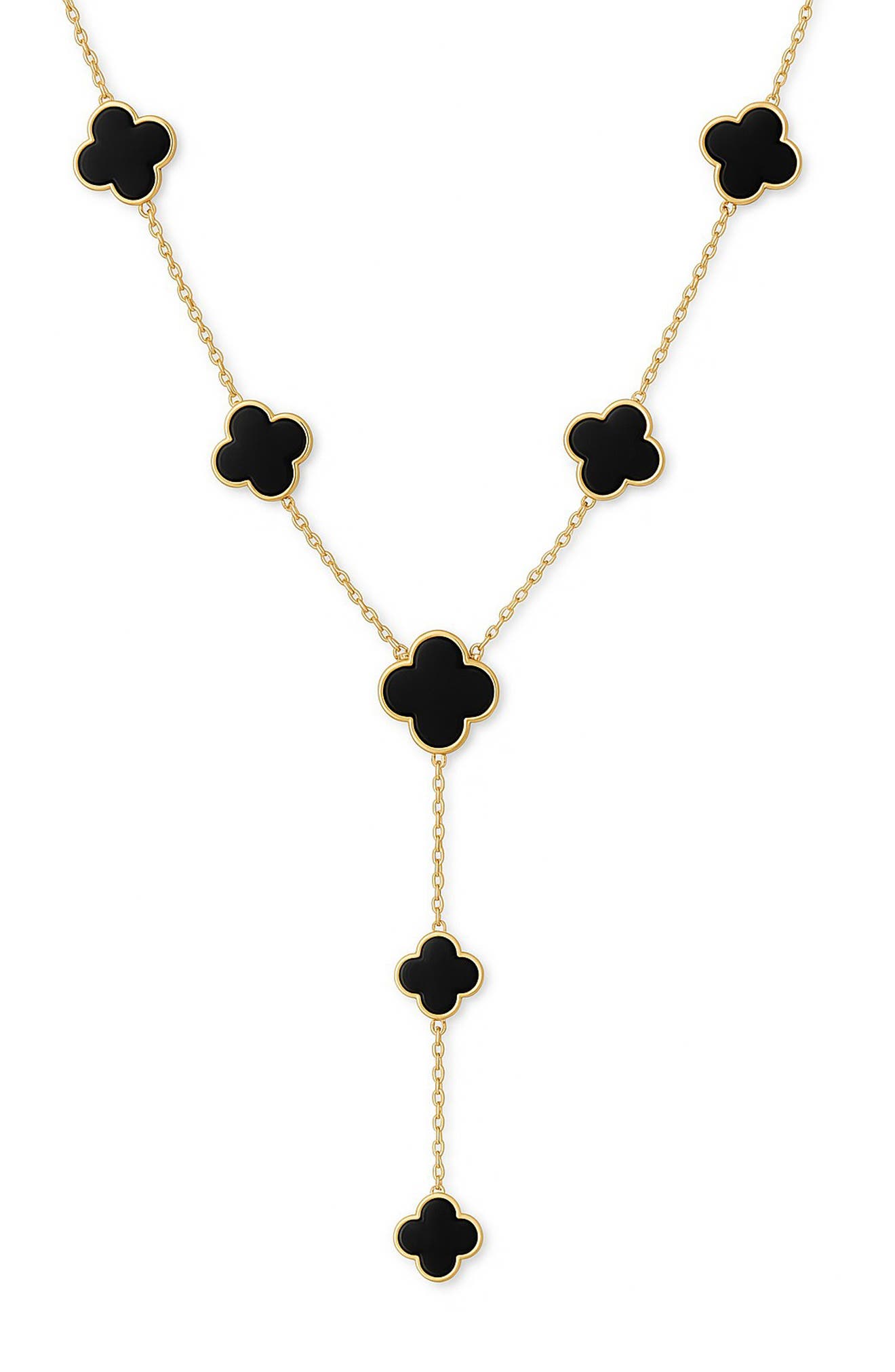 GABI RIELLE Agate Clover Station Y Necklace