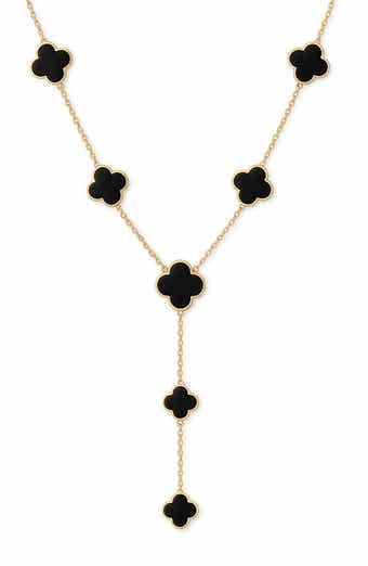 GABI RIELLE Agate Clover Station Y Necklace