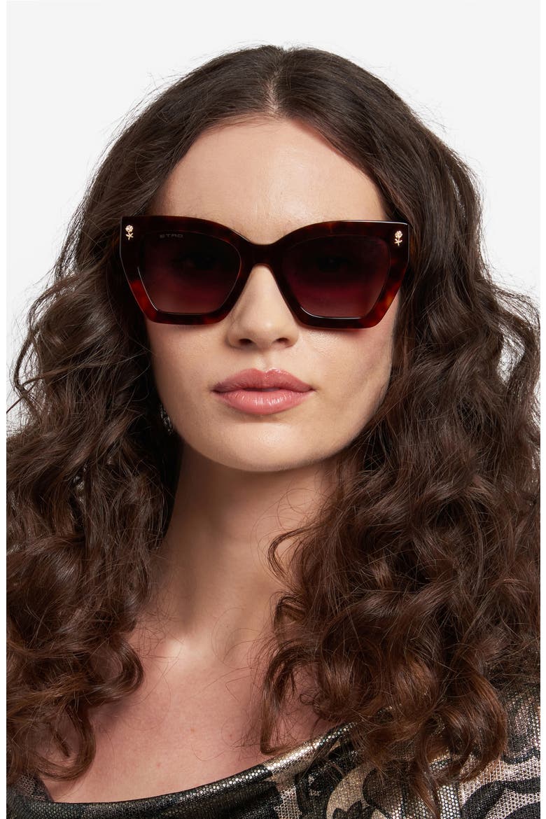 55mm Gradient Cat Eye Sunglasses, Alternate, color, HAVANA/ BROWN SF