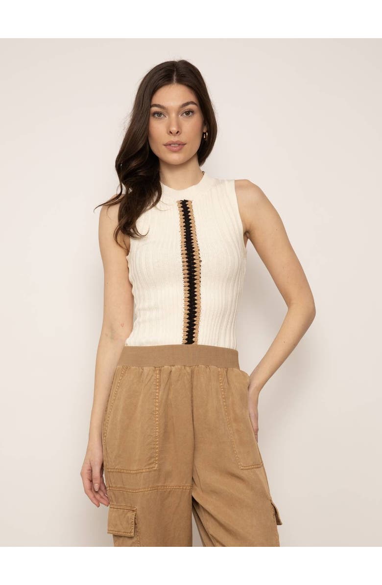 Central Park West Jules Crochet Edge Sleeveless Crew, Main, color, 