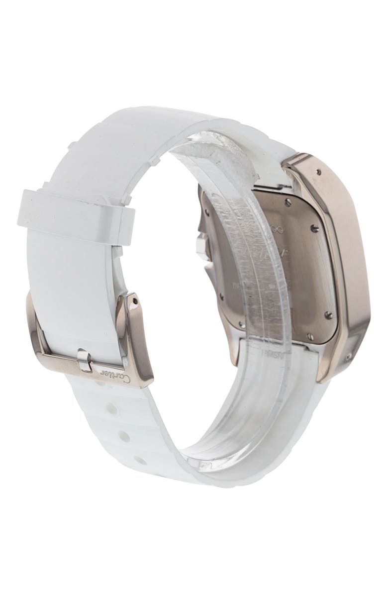Watchfinder & Co. Cartier Preowned Santos 100 Diamond Rubber Strap Watch, 32mm, Alternate, color, 
