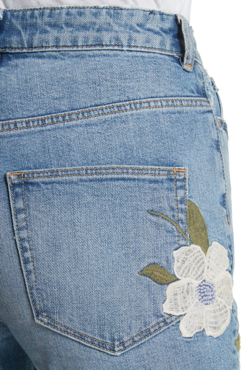 La Vie Rebecca Taylor Anais Floral Embroidered Crop Jeans, Alternate, color,