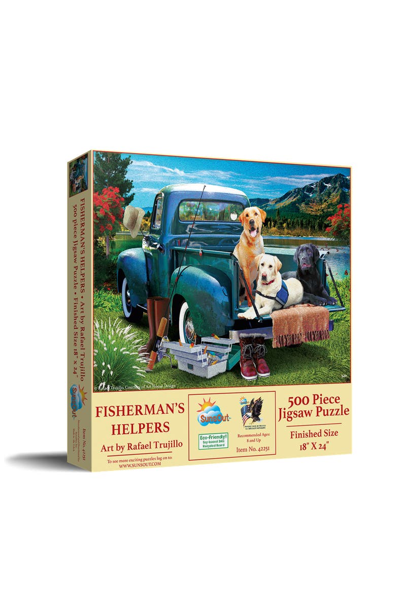 Sunsout Fisherman's Helpers 500 piece Jigsaw Puzzle for Adults, Main, color, Multicolor