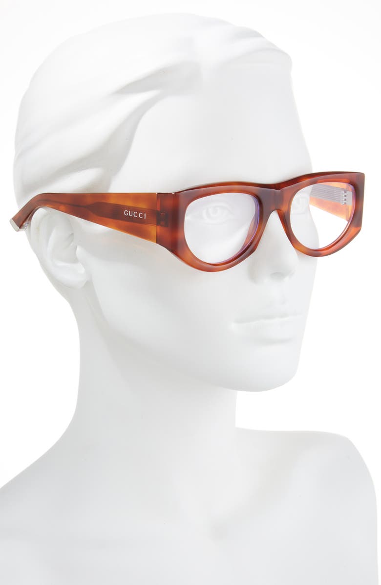 Gucci 53mm Rectangular Sunglasses, Alternate, color, Havana