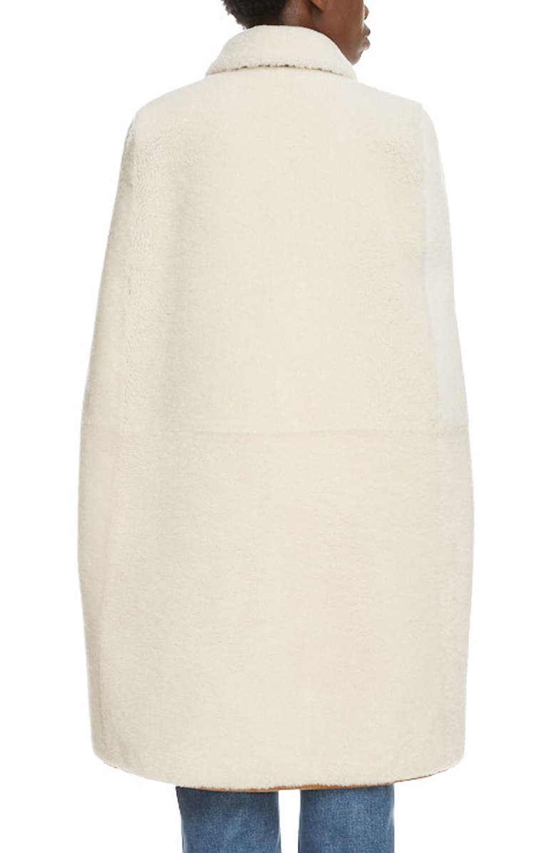 Saint Laurent Leather Trim Genuine Shearling Cape, Alternate, color,