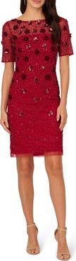 Adrianna Papell Sequin Mesh & Velvet Cocktail Sheath Dress