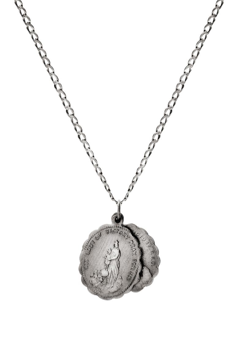 Saints Charm Necklace, Main, color, STERLING SILVER/ OXIDIZED