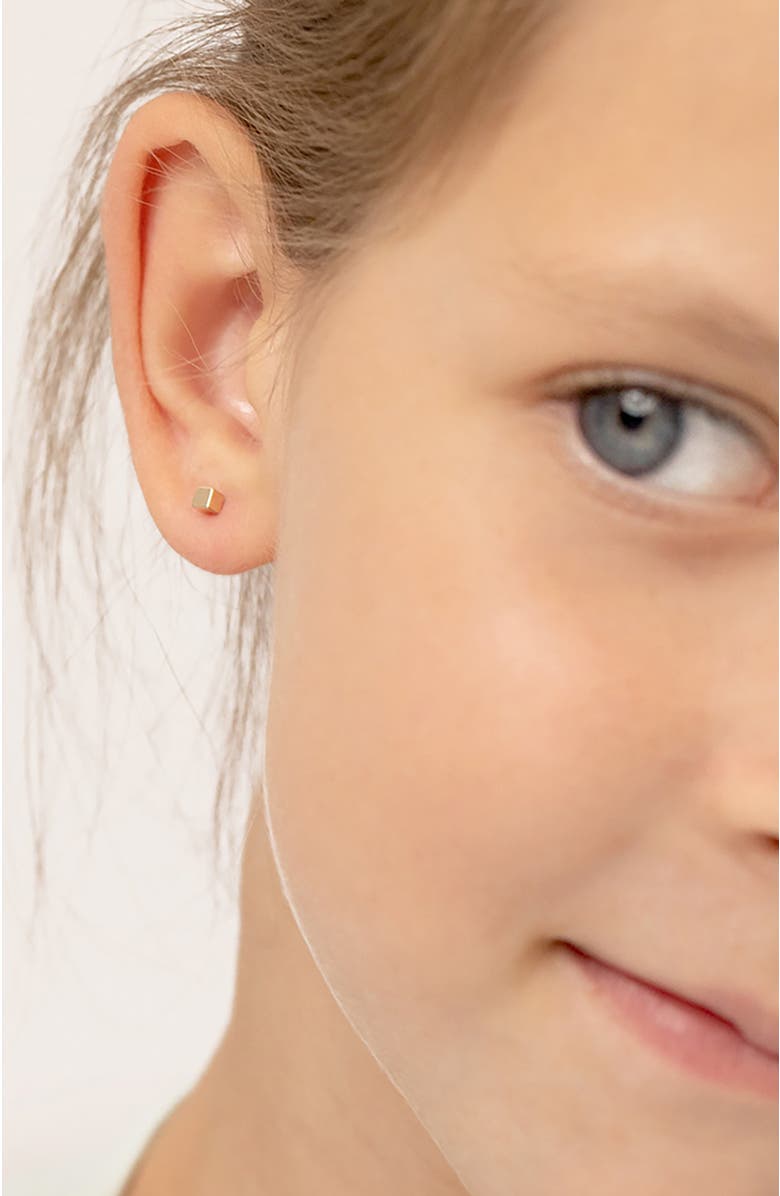 In Season Jewelry 14k Tiny Cubed Earrings, Alternate, color, Gold