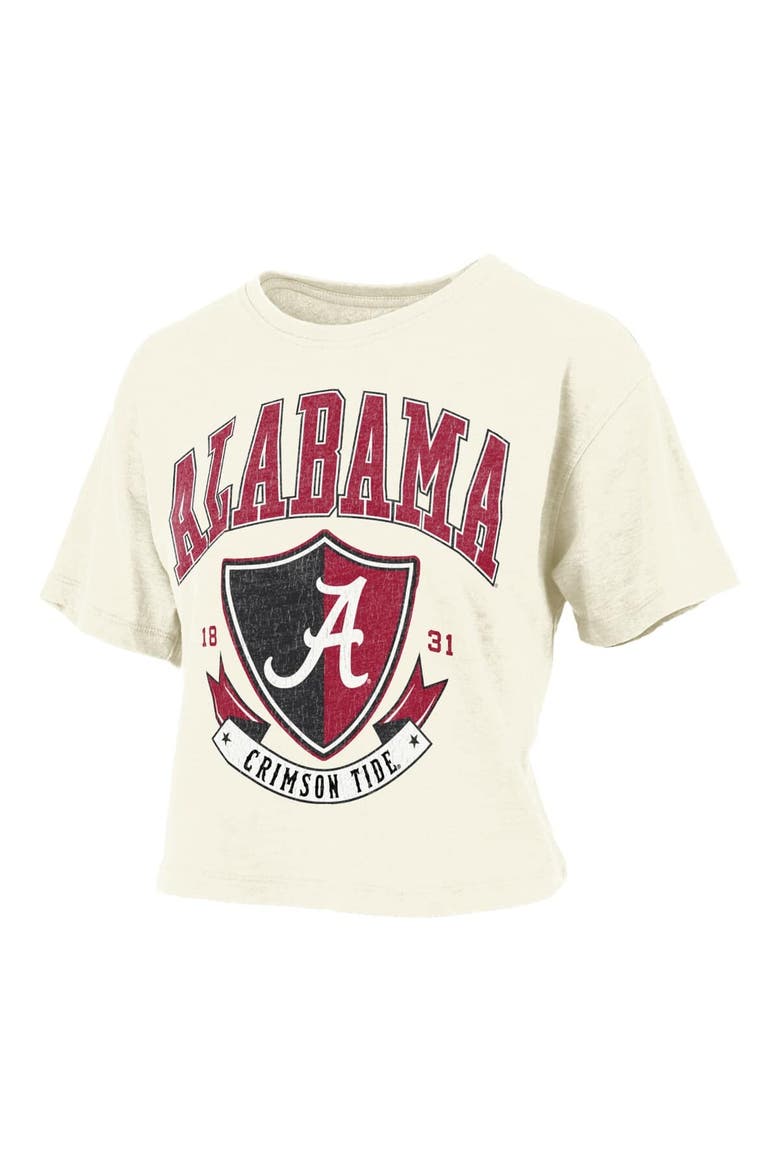 Women's Pressbox Cream Alabama Crimson Tide Buckler Vintage Cropped T-Shirt, Alternate, color, Cream