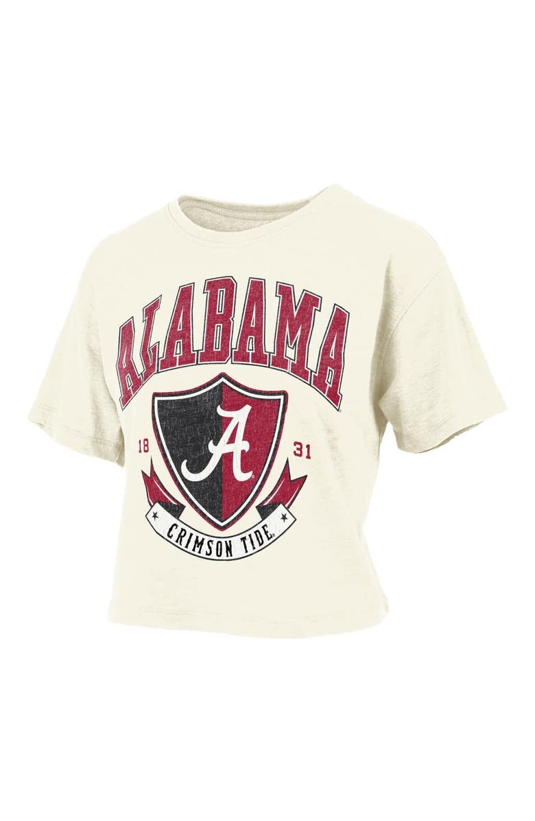 PRESSBOX Women's Pressbox Cream Alabama Crimson Tide Buckler Vintage Cropped T-Shirt, Alternate, color, Cream