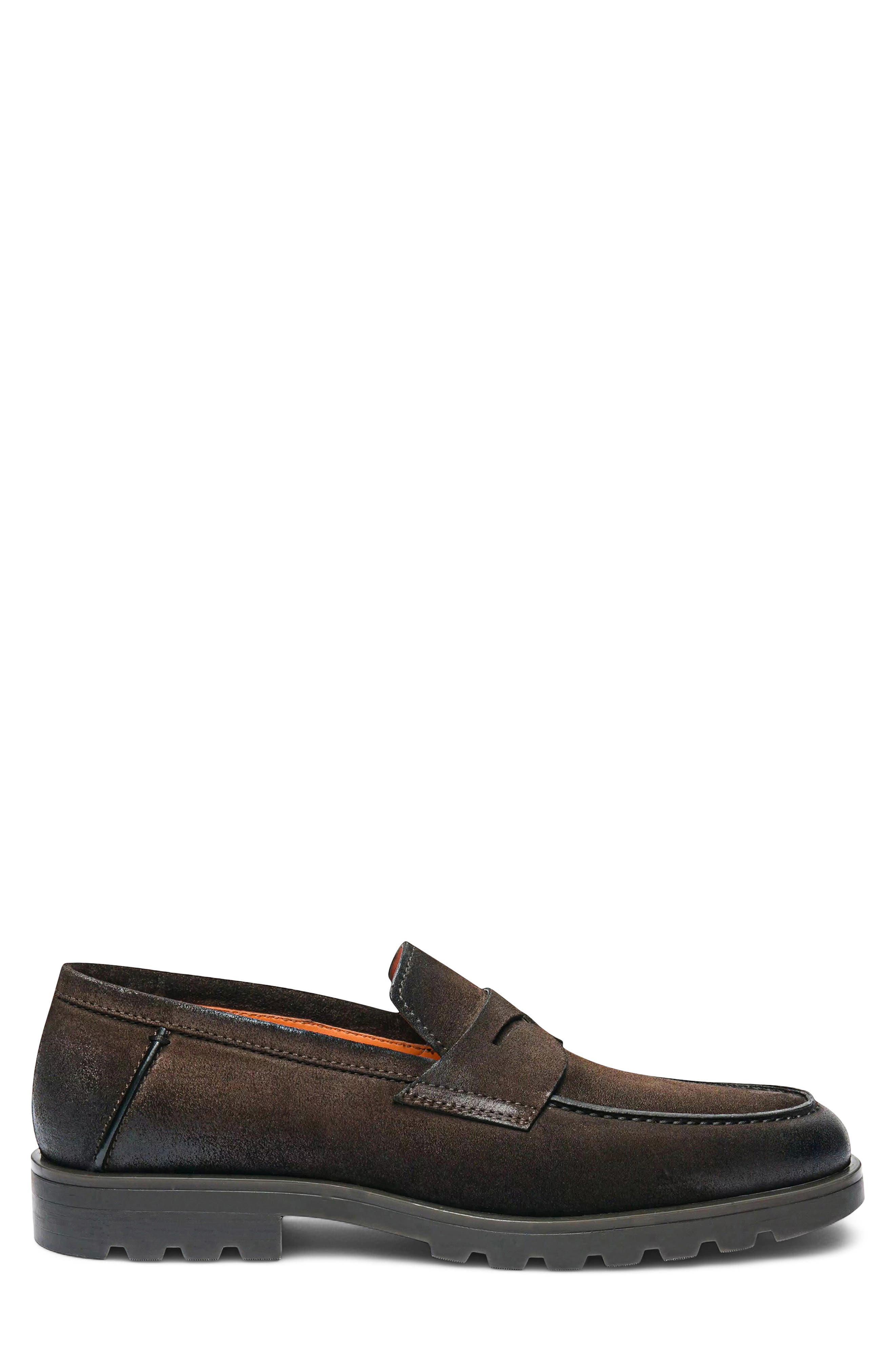 Leather Penny Loafer, Alternate, color, DARK BROWN