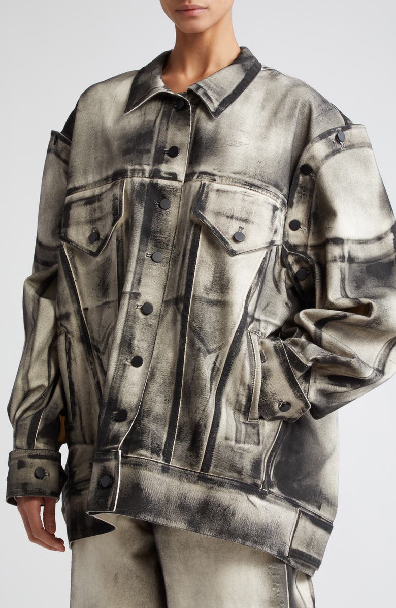 MELITTA BAUMEISTER Painted Oversize Convertible Denim Jacket, Alternate, color,