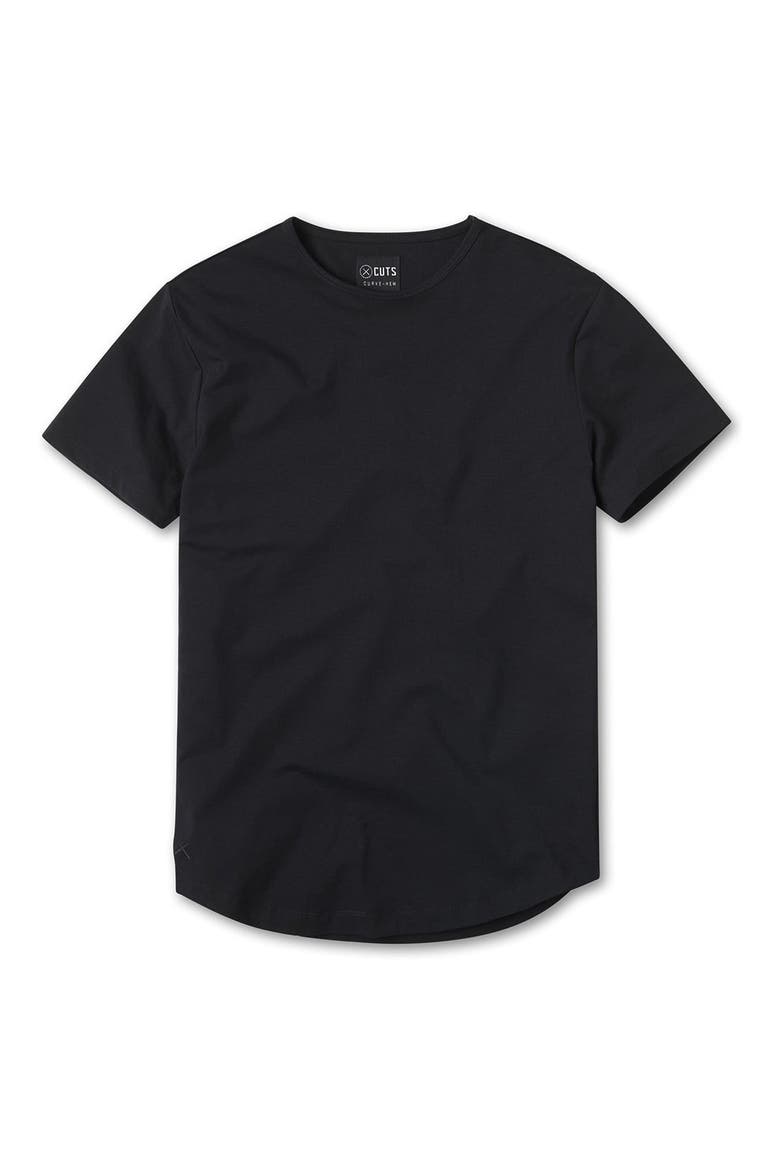 AO Curve Hem Cotton Blend T-Shirt, Alternate, color, BLACK