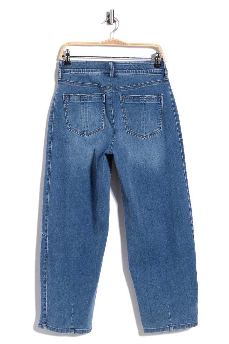 High Waist Crop Barrel Leg Jeans, Alternate, color, MID BLUE ARTISINAL