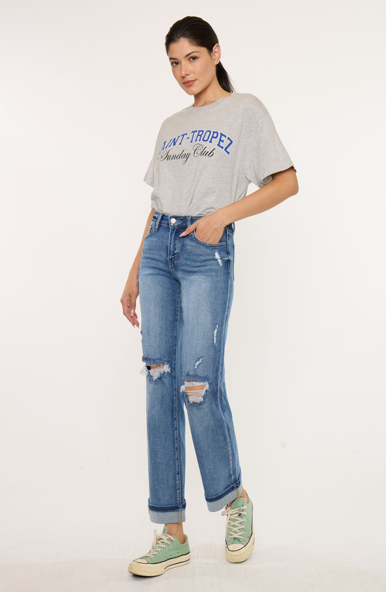 KanCan Carrie Essentials Mid Rise True Straight Jeans, Alternate, color, Medium Wash