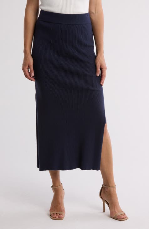 Rib Knit Midi Skirt