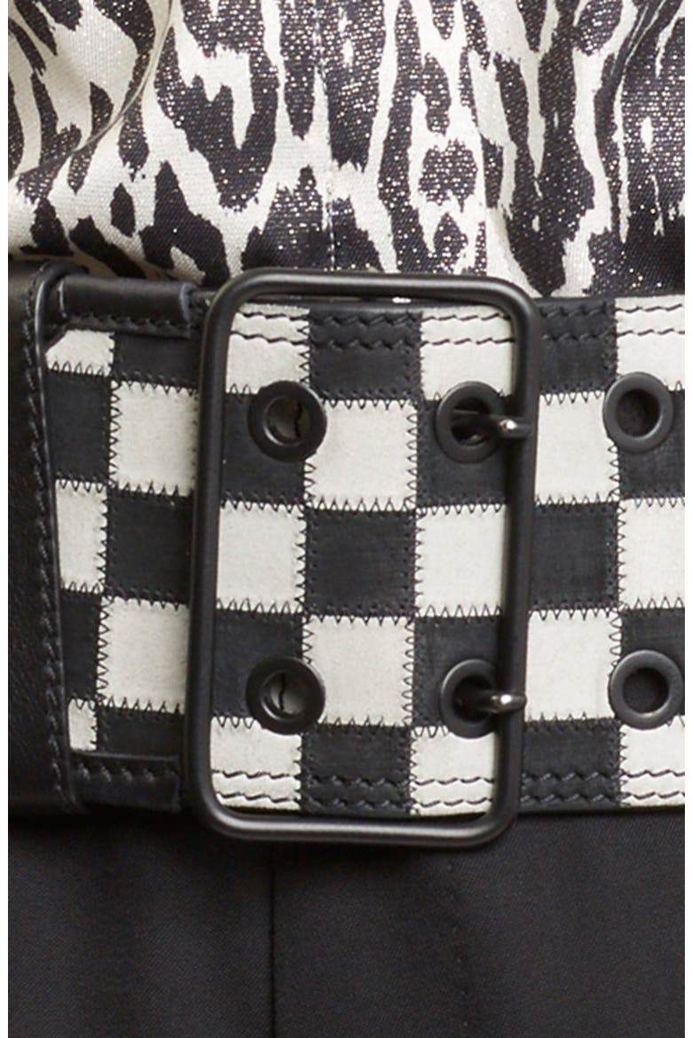 Leather Belt, Alternate, color, BLACK/ WHITE