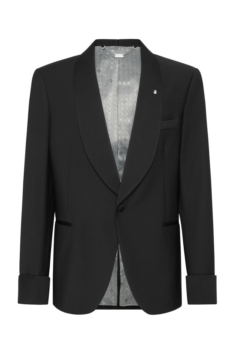 Wool And Satin Regular Fit Tuxedo Blazer Men, Main, color, black