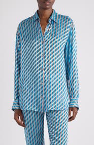 Dries Van Noten Clavelly Devoré Diagonal Stripe Button-Up Shirt