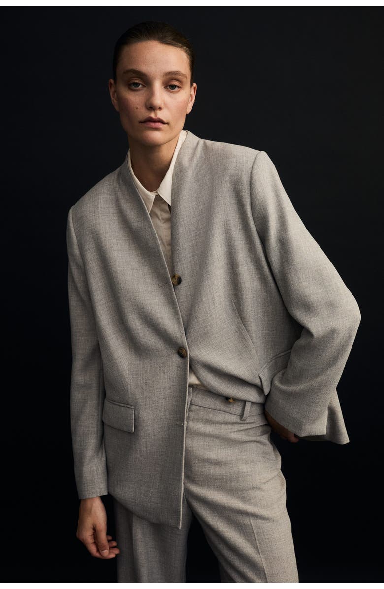H&M Lapelless Blazer, Main, color, Beige