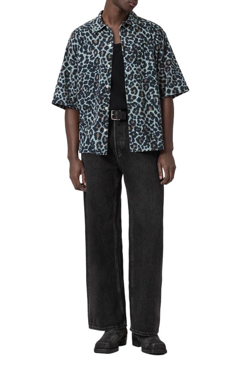 AllSaints Silesia Leo Short Sleeve Button-Up Shirt, Alternate, color, Soft Ash Grey