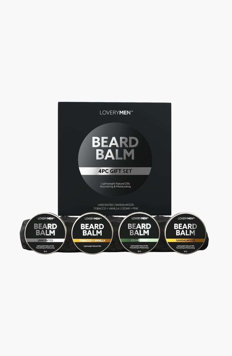 Lovery MEN Beard Balm 4-Pack Gift Set Premium Grooming Collection, Main, color, NO COLOR