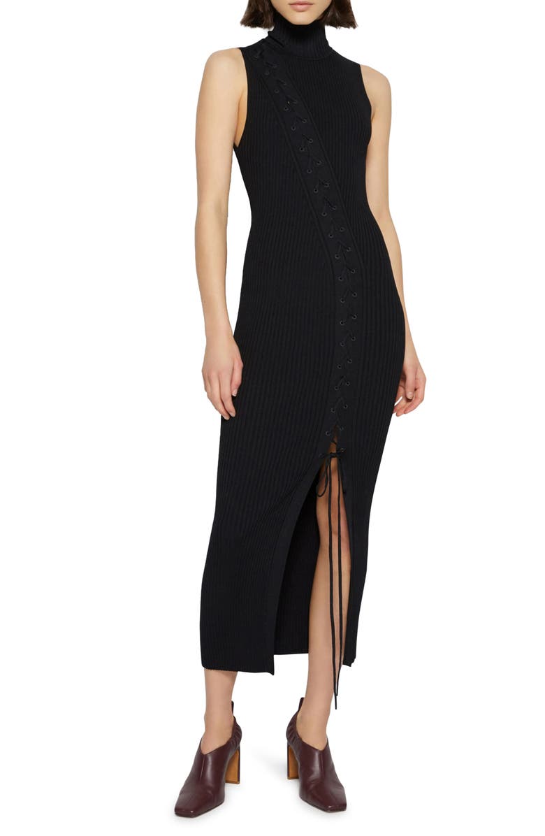 Simkhai Jonathan Simkhai Ava Compact Rib Sleeveless Turtleneck Dress, Main, color, 