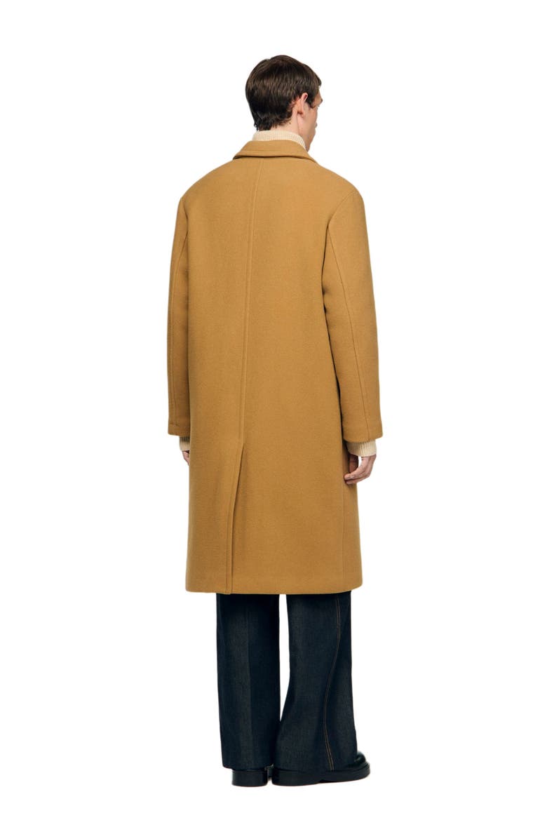 SANDRO Wool and cashmere coat, Alternate, color, Camel