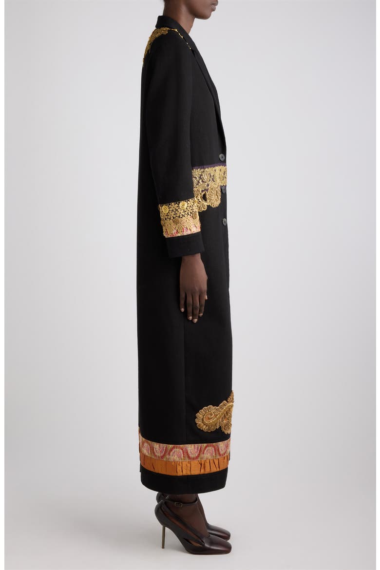 Richy Embellished Cotton Twill Coat, Alternate, color, BLACK
