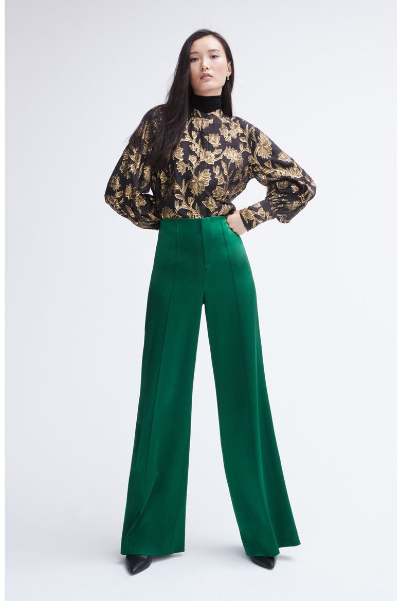 Boleyn Metallic Jacquard Silk Blouse, Alternate, color, BLACK GOLD