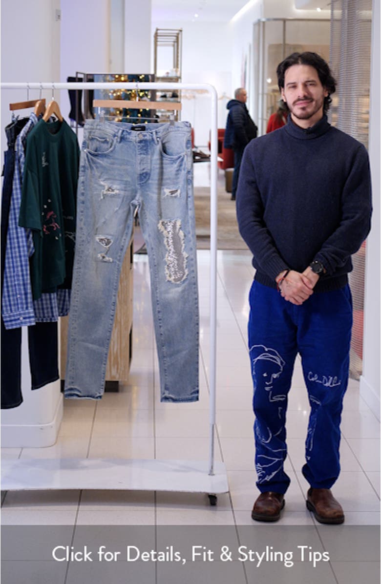 Rip & Repair Beaded Skinny Jeans, sales video thumbnail