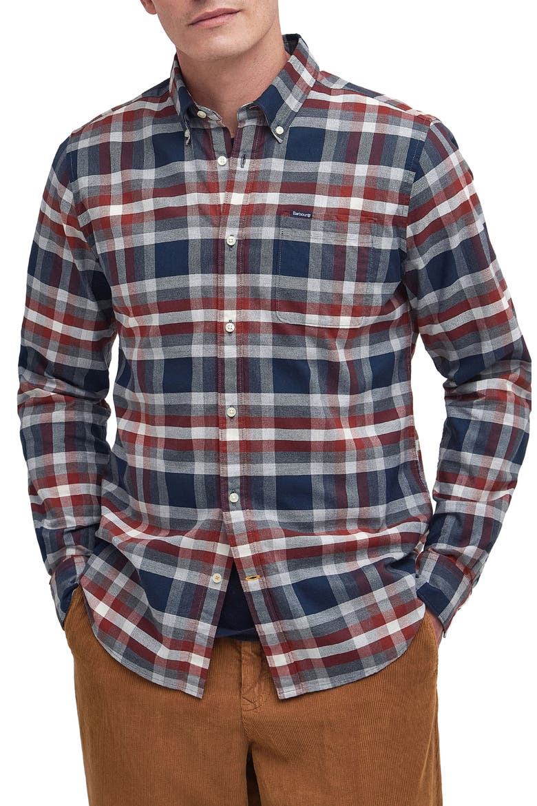 Bownmont Plaid Button-Down Shirt, Main, color, FIRED BRICK