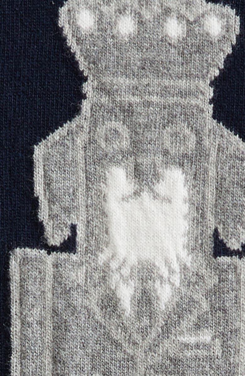 Thom Browne Holiday Hector Nutcracker 4-Bar Virgin Wool Cardigan, Alternate, color, Navy