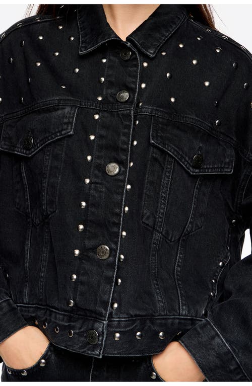 Bimba Y Lola Studded Denim Jacket In Black