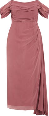 City Chic Soft Love Off the Shoulder Maxi Dress