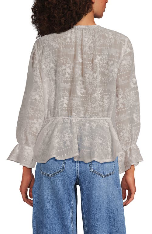 Lands' End Feminine Ruffle Chiffon V Neck Blouse In Neutral