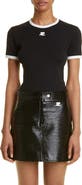 Courrèges Bumpy Embroidered Logo Cotton T-Shirt