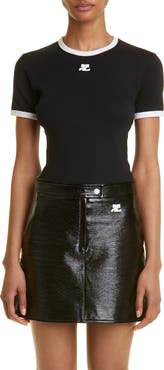 Courrèges Bumpy Embroidered Logo Cotton T-Shirt