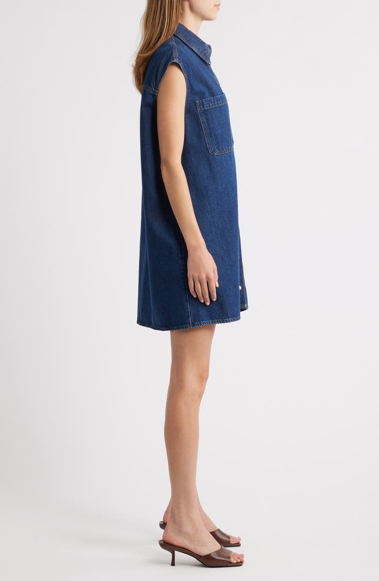 FRAME The Sleeveless Denim Mini Shirtdress, Alternate, color, Fault